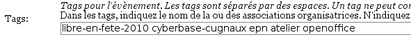 Capture d'écran de la saisie dans l'Agenda du Libre pour un
EPN
