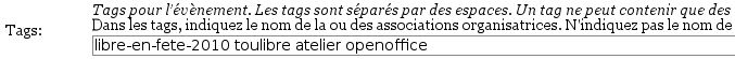 Capture
d'écran de la saisie dans l'Agenda du Libre